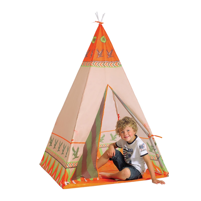 Kids Toy Tents Foldable Portable Natural Indian Pattern Teepees Safety tipi Playhouse Tent for Indoor Game Outdoor Tente Enfant  (5)