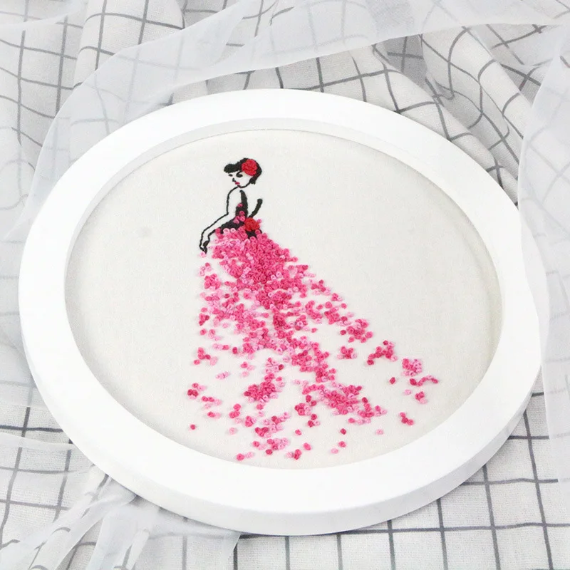 

3D DIY Ribbon Romantic Flower Embroidery with frame for Beginner Needlework Kits Cross Stitch Ar Wall Home Wedding Decoration