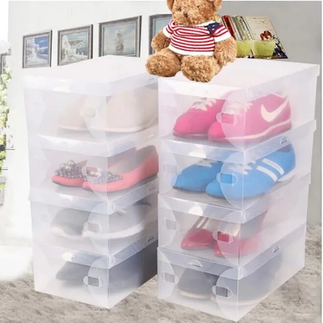 20 шт./лот Прозрачный обувной коробки прозрачного пластика коробка для хранения упаковочная коробка для мужчин, женщин и детей