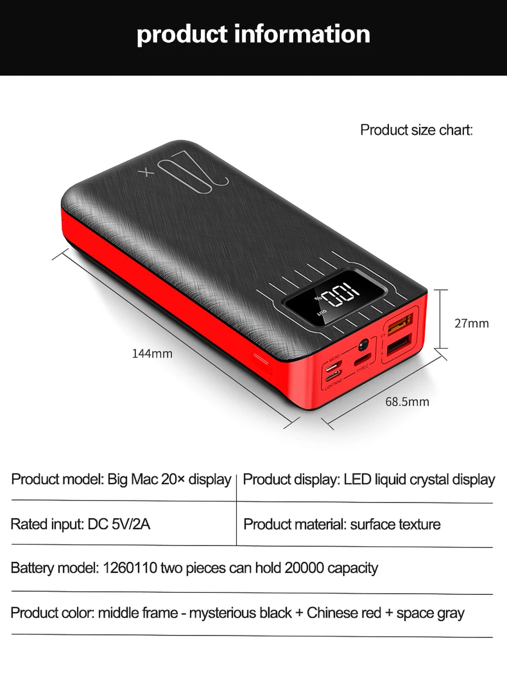 Внешний аккумулятор 20000 мАч, портативное зарядное устройство, двойной USB, быстрая зарядка, светодиодный, микро Тип C, Входное зарядное устройство, внешний аккумулятор для мобильных телефонов