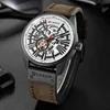 New CURREN Watch Men Skeleton Tourbillon Mechanical Watches Male Leather Automatic Self-wind Sports Clock Relogio Masculino 4