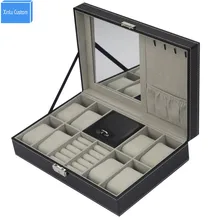 Дизайн для женщин Роскошные кожаные часы рулон бархат с подушкой зеркало ювелирные изделия часы макияж Чехол 8 хранения путешествия коробки