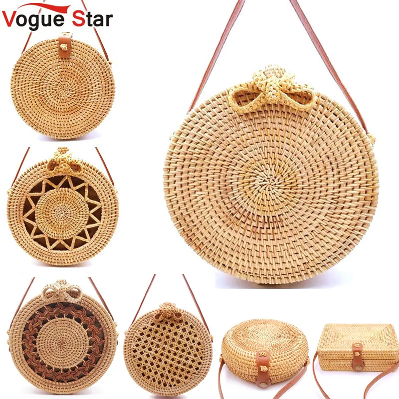  2019 Round Straw Bags Women Summer Rattan Bag Handmade Woven Beach Cross Body Bag Circle Bohemia Ha - 32902946051