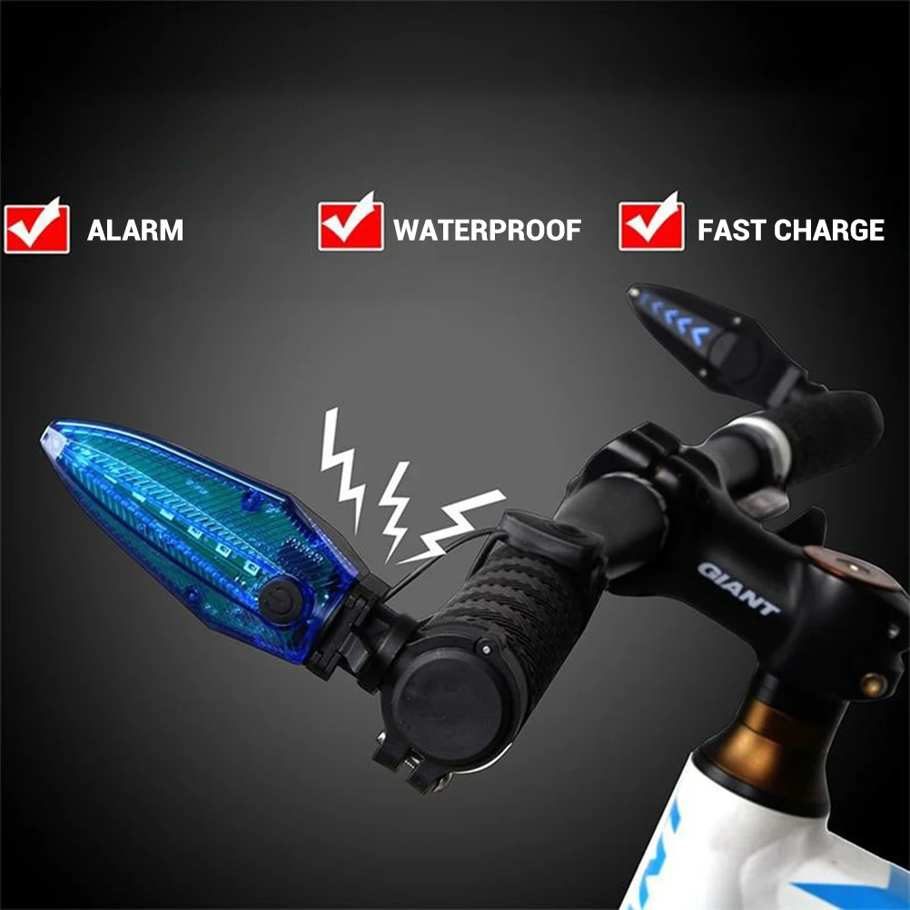 Excellent 1 Pair Bike Cycle Warning Handlebar Grips Bicycle Handle Bar With LED Light Waterproof Bike Light Lamp 5