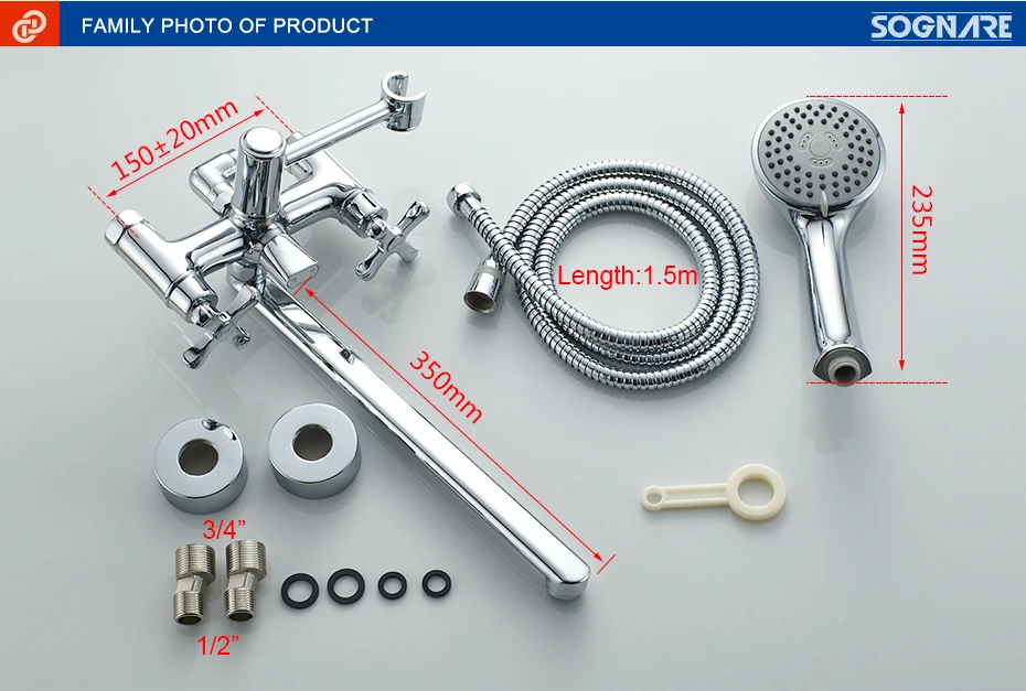 SOGNARE набор душевых смесителей для ванной комнаты 35 см длинный нос латунный настенный смеситель для ванной комнаты смеситель для душа с ручным душевым набором D6115
