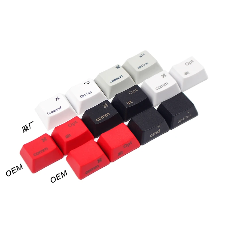 

4pcs/lot Orignal Hight Profil Keycaps For MAC Commond Option PBT Material DSA MAC Key Cap OEM Profil Red White Grey Black Color