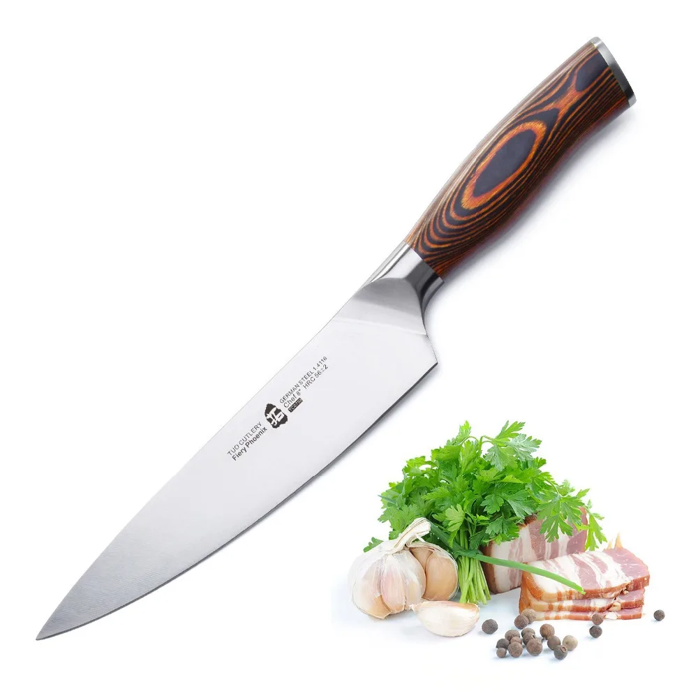 Chef Knife Kitchen Blade German Steel 1.4116 TUO 8" Pakkawood Handle