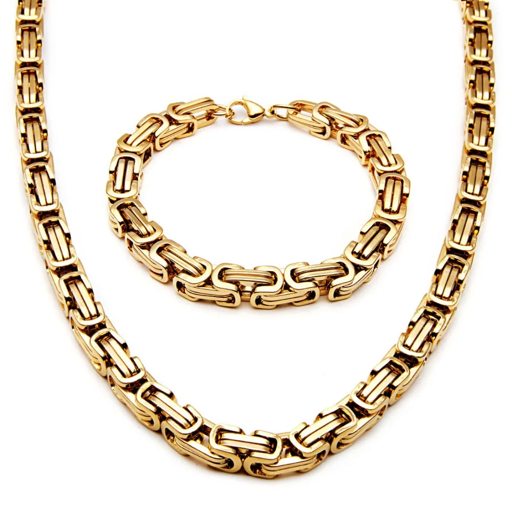 Strong 8mm Byzantine Box Chain Necklace For Men Sturdy Heavy Stainless 