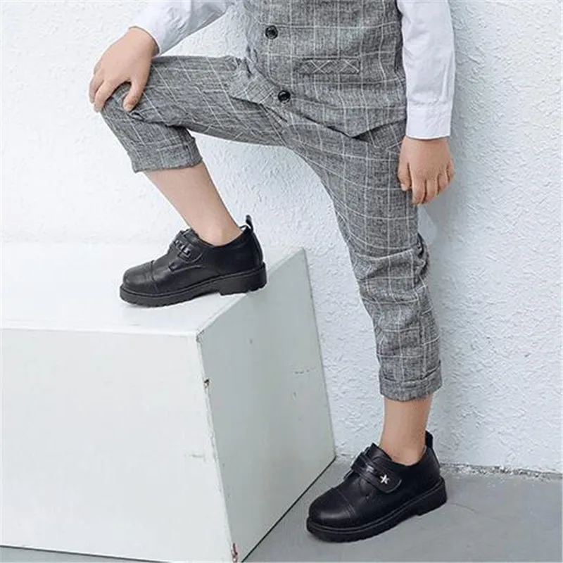 Weoneit кожаные сандалии для мальчиков в британском стиле; школьная обувь для детей; обувь для свадебной вечеринки; цвет белый, черный, коричневый; детские мокасины