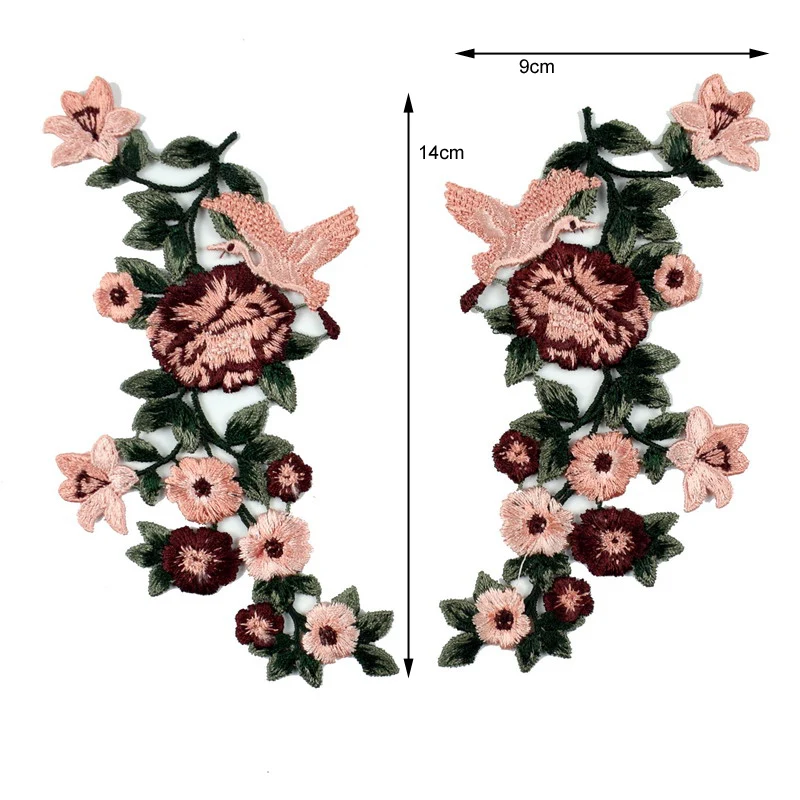 2 шт./компл. Швейные с цветочным принтом птица мотив Венеция Кружева Аппликация для одежды с вышивкой и кружевными вставками с Скрапбукинг NL328
