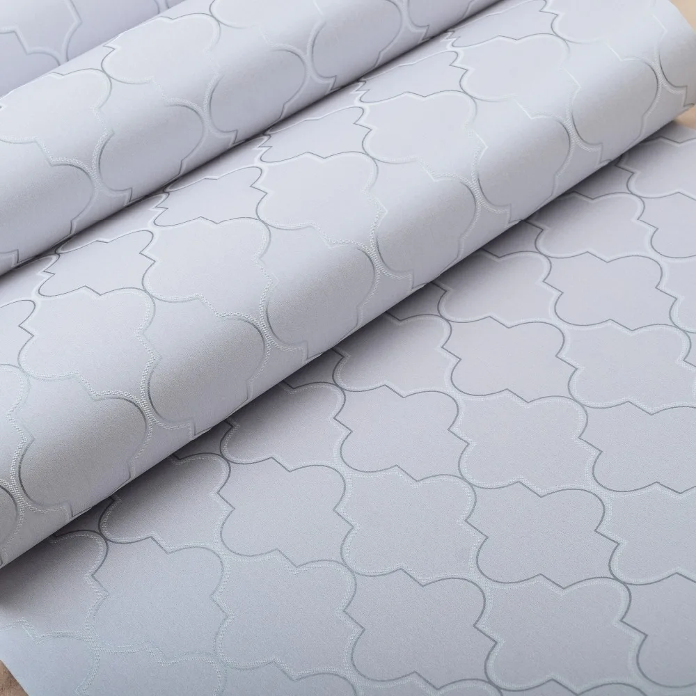 Maroko Teralis Pola Geometris Hitam Putih Modern Wallpaper Gulung