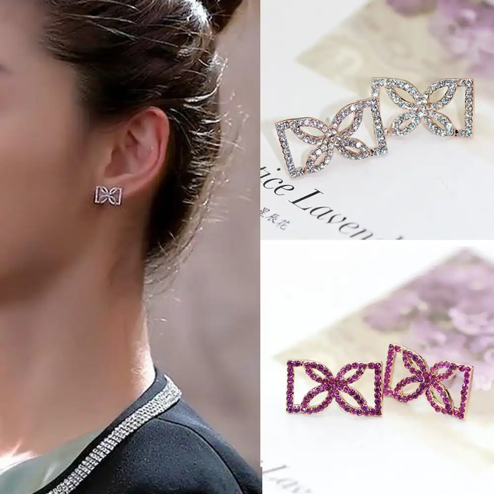 Женские серьги гвоздики с объемным бантом подарок для девочек ED284|bow earrings|earrings