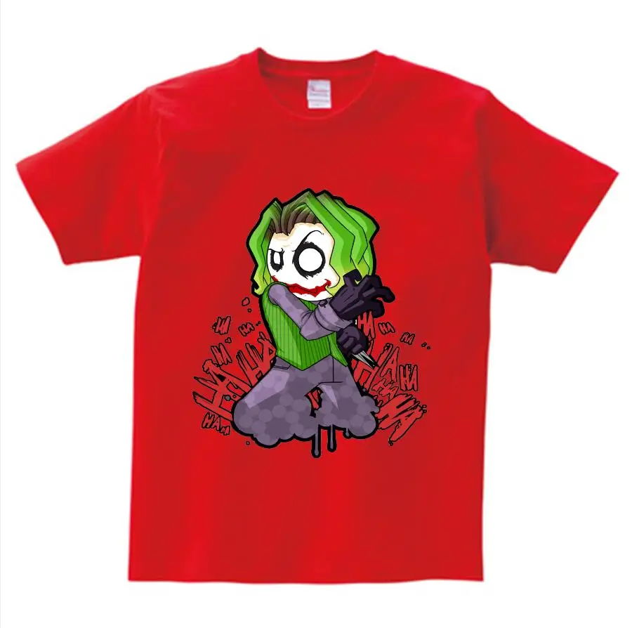 Принт с принтами "отряд самоубийц", "Харли Квинн, Джокер Детские футболки с цветочными воротниками, с круглым вырезом, короткий рукав, рутая девочка Повседневное Топ, футболка, футболки для грудничков NN - Цвет: red  childreT-shirt
