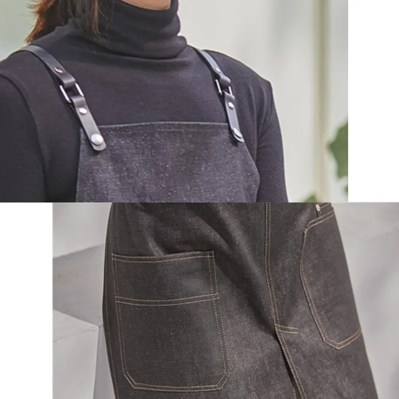 Black Denim Split Leg Apron D97-10