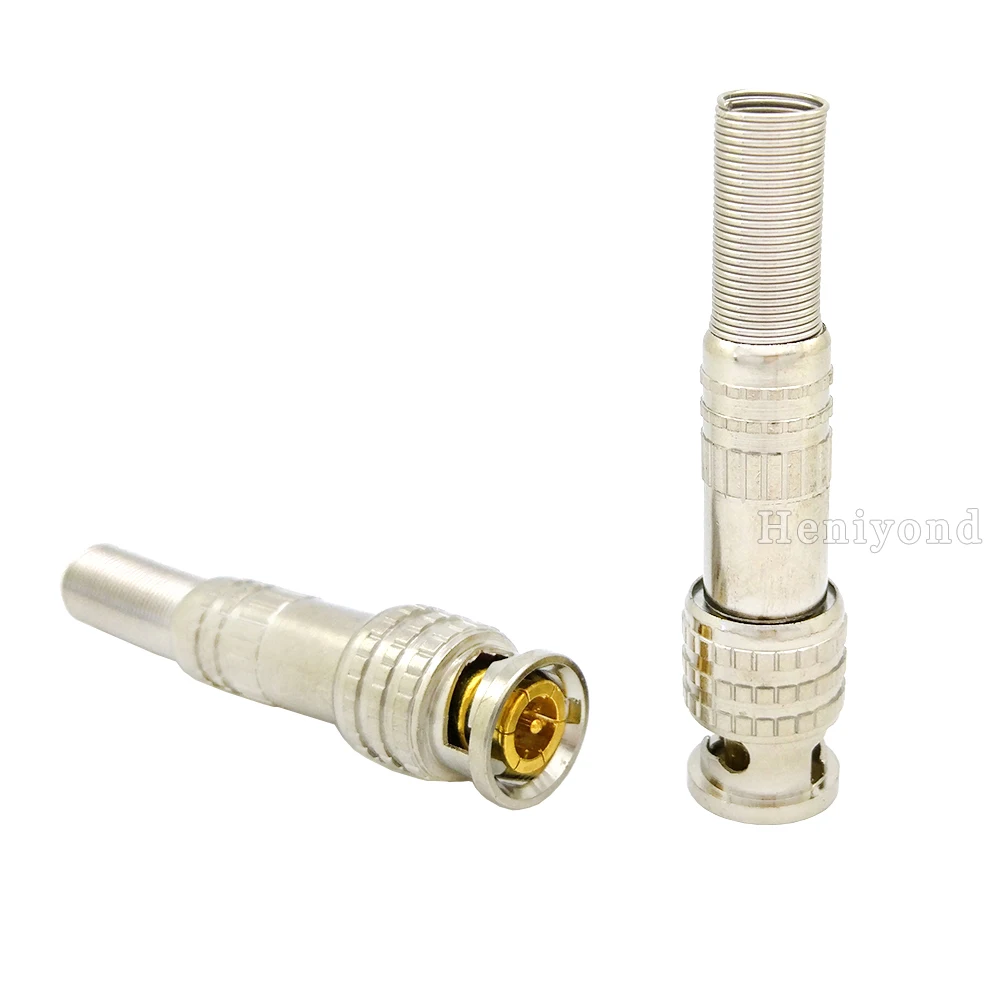 10Pcs/lot BNC Male Connector for RG 59 Coaxical Cable, Brass End, Crimp, Cable Screwing, CCTV