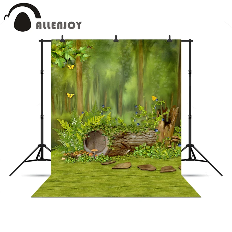 Профессиональный Виниловый фон для фотосъемки с изображением леса дерева бабочек и зеленых сказочных Allenjoy