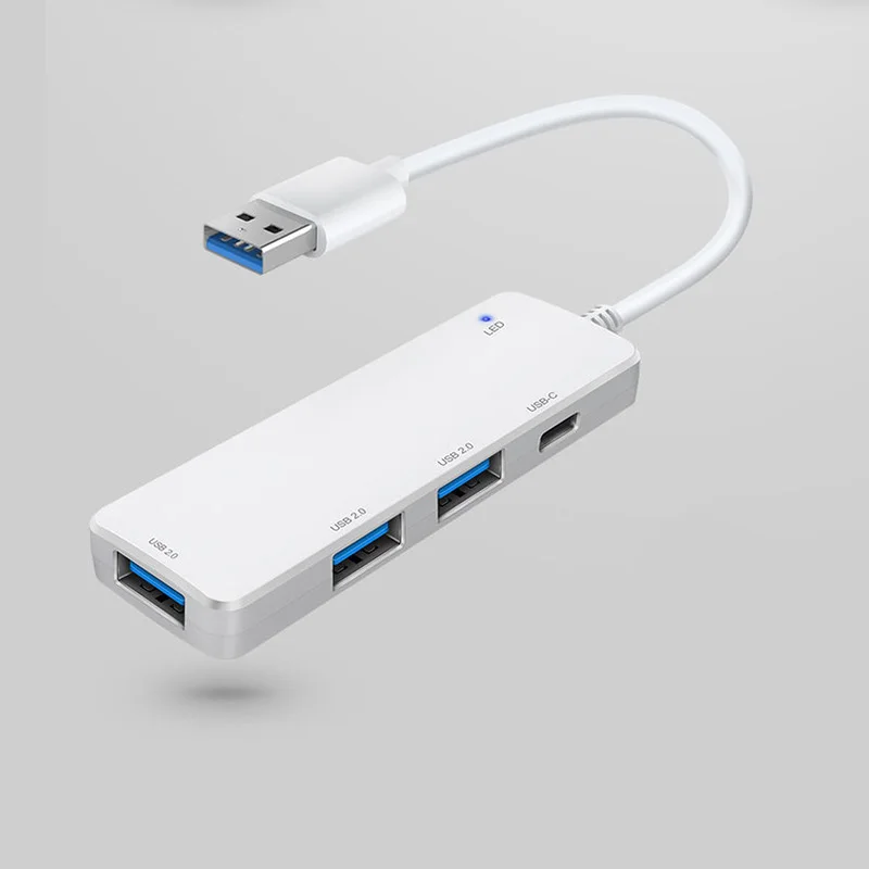 W5P-U2 ABS 4 порта USB 2,0 Настольный концентратор OTG концентратор USB разветвитель многопортовый USB адаптер Micro USB и type-C вход для Compter - Цвет: USB-A white