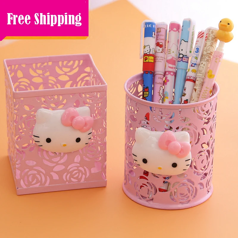 

Cute Kitty Graceful hollow Pen Case.Makeup Cosmetic Storage Box Case Holder Brush debris classification storage boxes.Organizer
