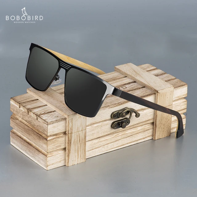 BOBO BIRD Wooden Stainless Steel Sunglasses Women Polarized Sun Glasses Men UV400 in Wooden Box gafas de sol mujer Great Gifts