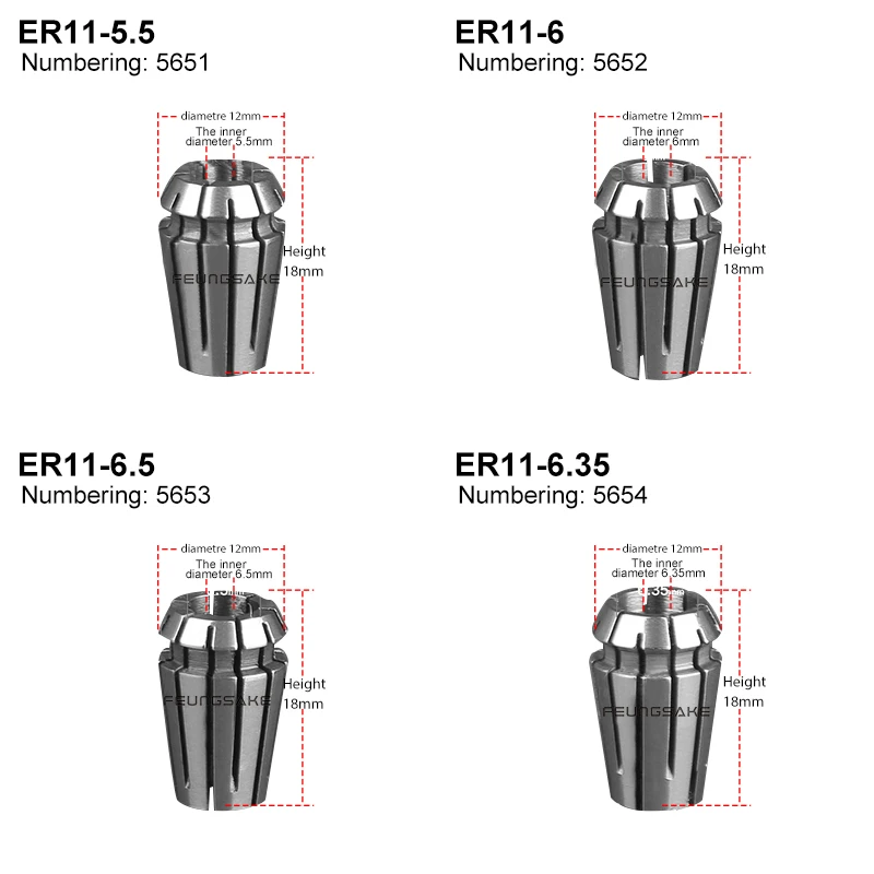 11 шт. ER11 цанговый патрон с ЧПУ шпиндель ER11 токарный станок держатель инструмента 3,175 мм невесте на свадьбу Pinza ER11 набор цанг от 2-7 мм, 13 шт. для резки с ЧПУ