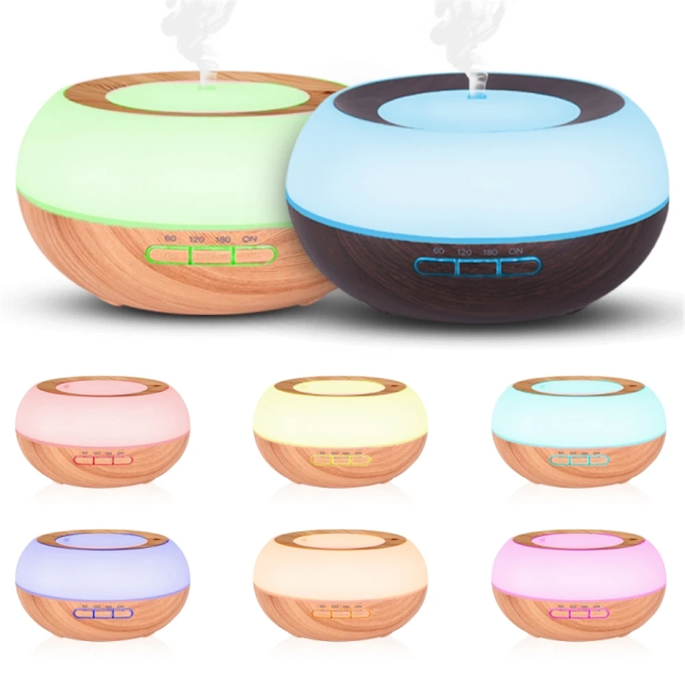 

300ML Aroma Ultrasonic Humidifier Diffuser Wood Grain Colorful Light Aromatherapy Essential Oil Air Purifier Timer Mute