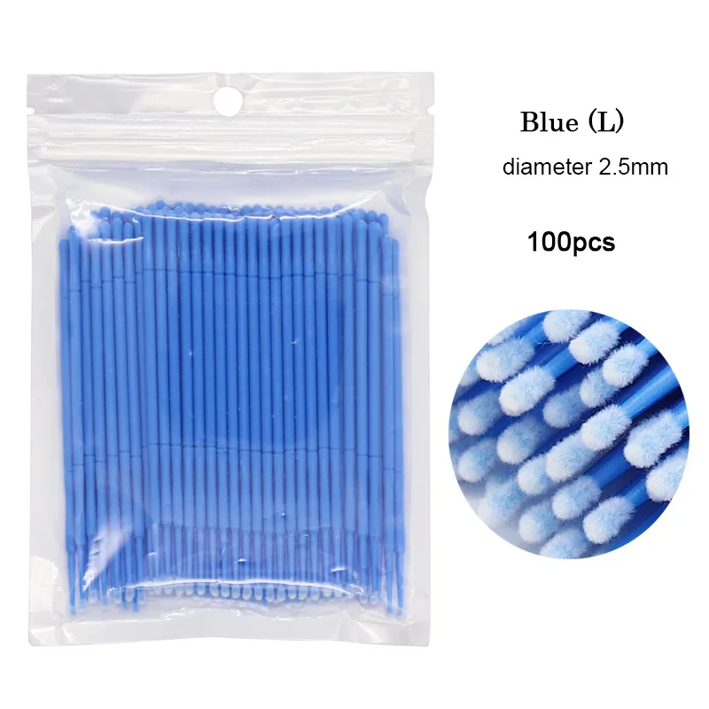 Sinso 100 шт./лот, одноразовые кисти для макияжа, тампоны, микрощетки, инструмент для наращивания ресниц, индивидуальные инструменты для удаления ресниц, набор - Handle Color: 100pcs Blue