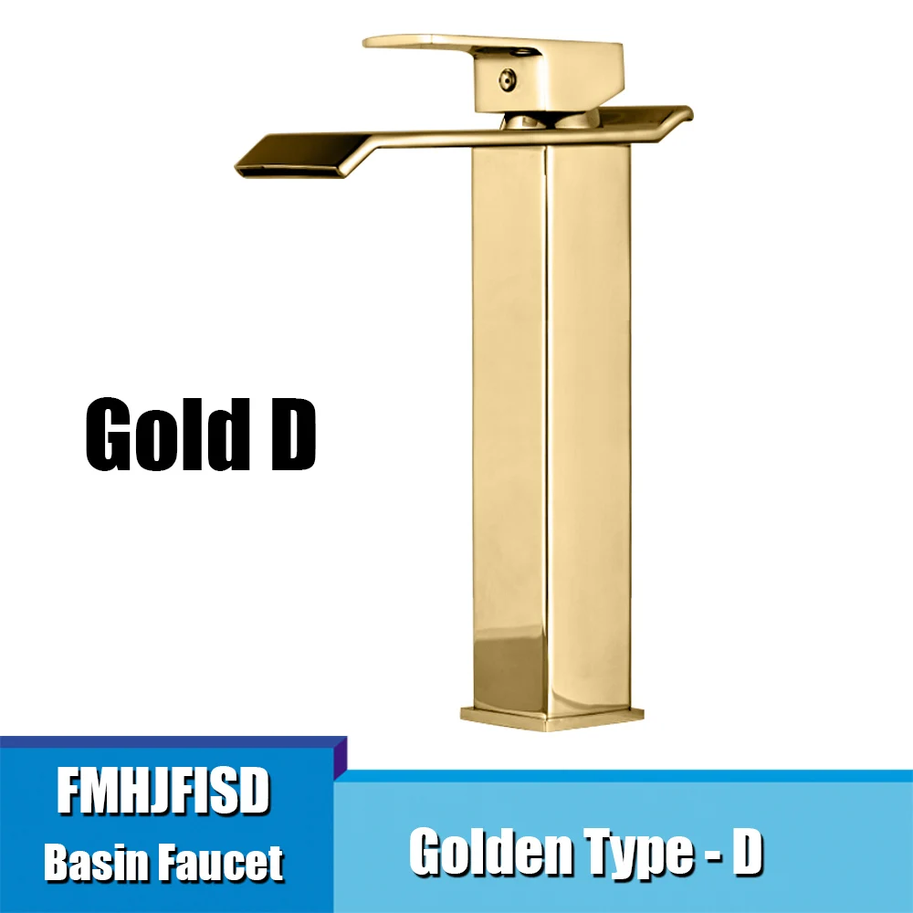 Золотой полированный кран для раковины с одной ручкой и одним отверстием, смеситель для ванной комнаты, хромированный никель, ORB, 4 цвета на выбор - Цвет: Golden D