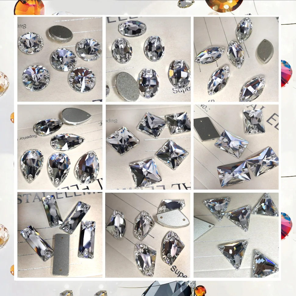 

Painting Crafts Mixed Shapes Clear Sew On Rhinestones Flat Back Crystal Glass Stones Clothes DIY Decoration Accessories
