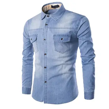 

JAYCOSIN Mens Autumn Casual Fashion Slim Fit Denim Cotton Long Sleeve Shirt Top Male Social Dress Shirts Dropshipping 30p