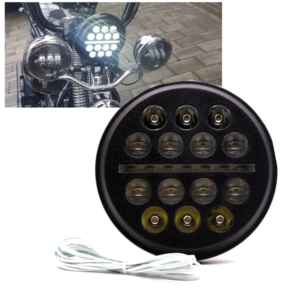 

5,75 дюймов мотоциклетная фара тонкая белая линия DRL Hi Low Beam светодиодные фары аксессуары для мотоциклов 5 3/4 дюйма