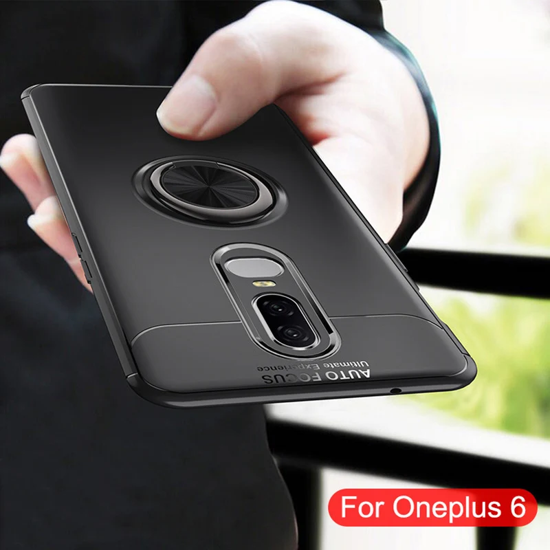 

Original Silicone TPU Case For Oneplus 6 A6000 Magnetic Car Holder Stand Cover Luxury Shockproof Phone Cases for one plus6 etui