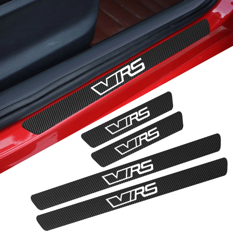 

Carbon Fiber Protect Sticker Look Car Door Plate sill scuff welcome pedal threshold Cover for skoda VRS octavia yeti Sticker