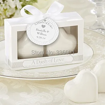 

wedding favor and giveaways--ceramic Favors "A Dash of Love" Ceramic Heart Salt & Pepper Shakers party favor gift 200pcs/lot