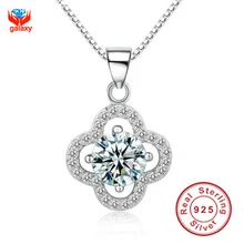 Galaxy genuino 100% plata esterlina 925 colgante de collar de lujo corazones y flechas de 1 quilates CZ collar de diamantes para para YN002