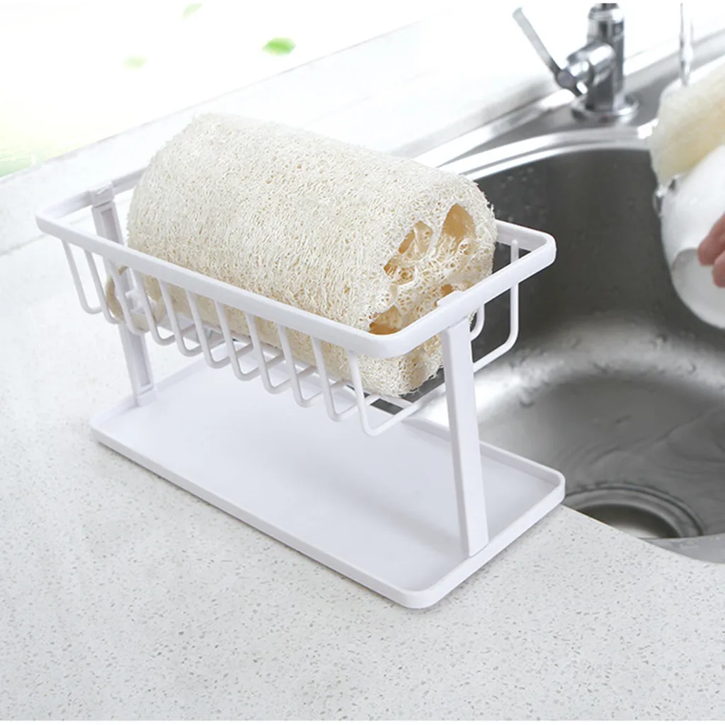 Dish Drainer Sink Sponge Holder Etagere Hooks On The Wall Corner Organizer Bathroom Caddy Shelf Kitchen Storage Rack Holder
