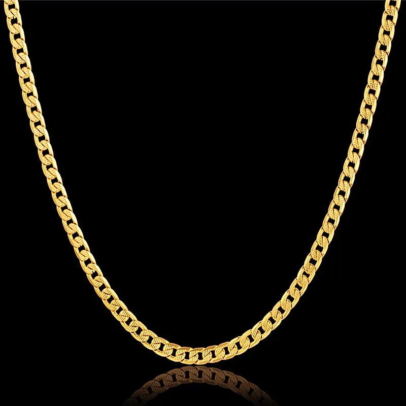 Vintage 52cm Gold Color Necklace Fashion Mens Gold Chain Necklace Male Chain Golden Necklaces ...