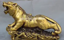 14 "Китайский Бронзовый Народная Животных Год Зодиака Дикий Свирепого Тигра Сосна Статуя