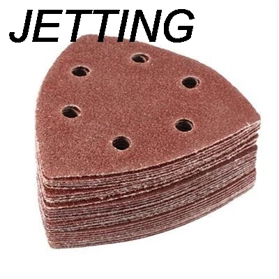 JETTING 10pcs/lot Multi-Function Delta Sand Paper Pads 93mm Triangle Hook Loop Sanding Sheet 80 Grit Sanding Paper