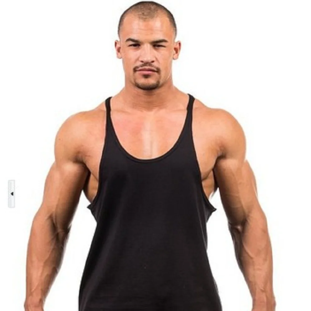 

OA Men's New Basic Fitness Tank Top Bodybuilding Gyms sleeveless training vest cotton man Stringer non-printing vest Workout