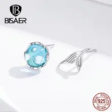 BISAER, серьги русалки, 925 пробы, серебро, хвост русалки, история, серьги-гвоздики для женщин, Стерлинговое Серебро, ювелирное изделие ECE630