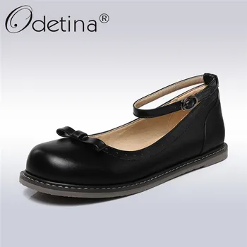 

Odetina 2018 New Fashion Women Spring Mary Janes Flat Shoes Ankle Strap Sweet Shoes Lady Round Toe Buckle Bowknot Comfort Flats