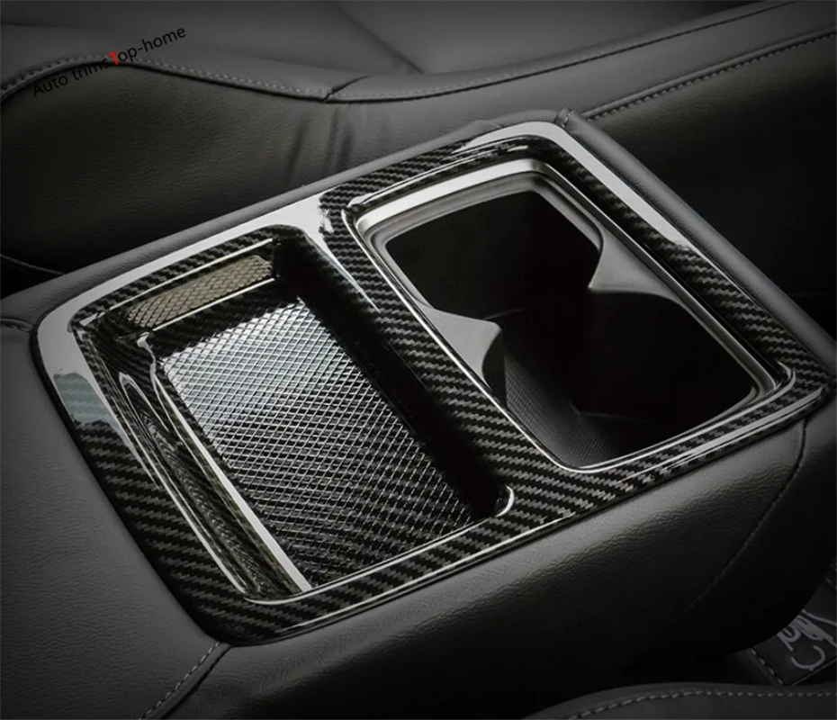 

Yimaautotrims Matte / Carbon Fiber ABS Rear Seat Water Cup Holder Panel Cover Interior Trim Fit For Honda Accord 10th 2018 2019