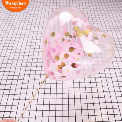 10pcs/lot Transparent Confetti Balloon Cake Toppers Heart Shape Happy Birthday Cake Topper Wedding& Engagement Cake Decoration