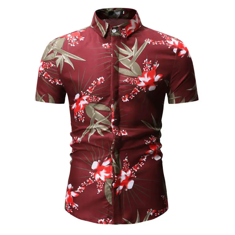 Мужская гавайская рубашка мужская повседневная camisa masculina с принтом пляжные рубашки с коротким рукавом летняя мужская одежда 2019
