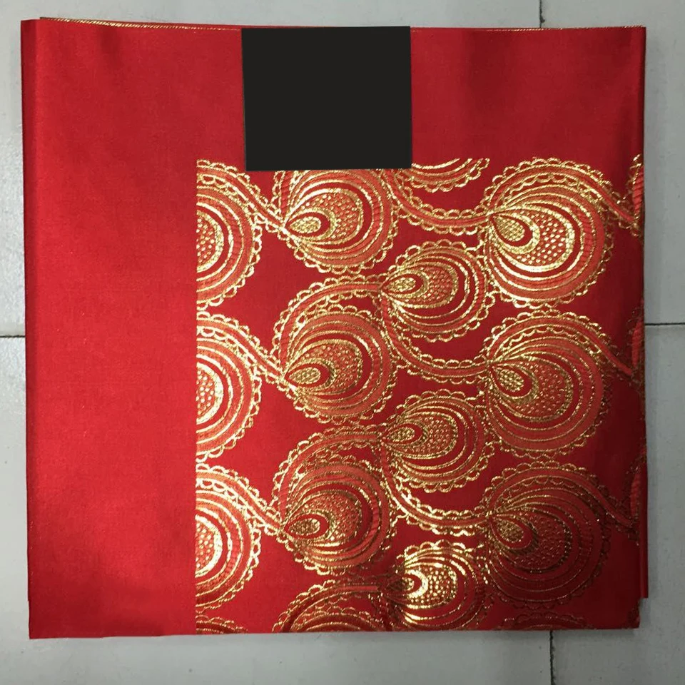 

Nigerian/African Gele head wrap fabric Embroidered Sego Headtie gele African Head Wrap In Red Gold LXLX-6-4
