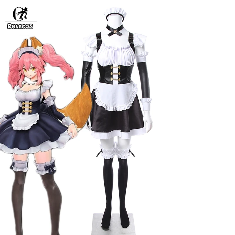 

ROLECOS Japanese Fate/EXTELLA Tamamo no Mae Cosplay Costume Carnaval Costume Maid Costume Full Set Party Cosplay Costumes