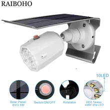 500lm солнечный светильник, регулируемый светильник, угол поворота 2200 мА/ч, водонепроницаемая лампа, точечный светильник с 10 светодиодами, три режима для улицы, настенный светильник