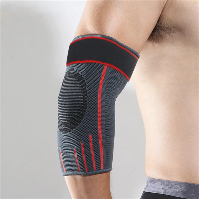 1 Pair Elbow Brace Compression Support Sleeve with Adjustable Strap for