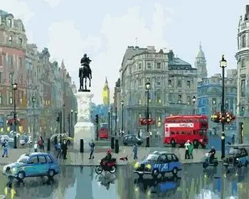 

MaHuaf-W1506 london charing cross Framed Acrylic Painting by Number kit digital canvas paintings for living room 40x50
