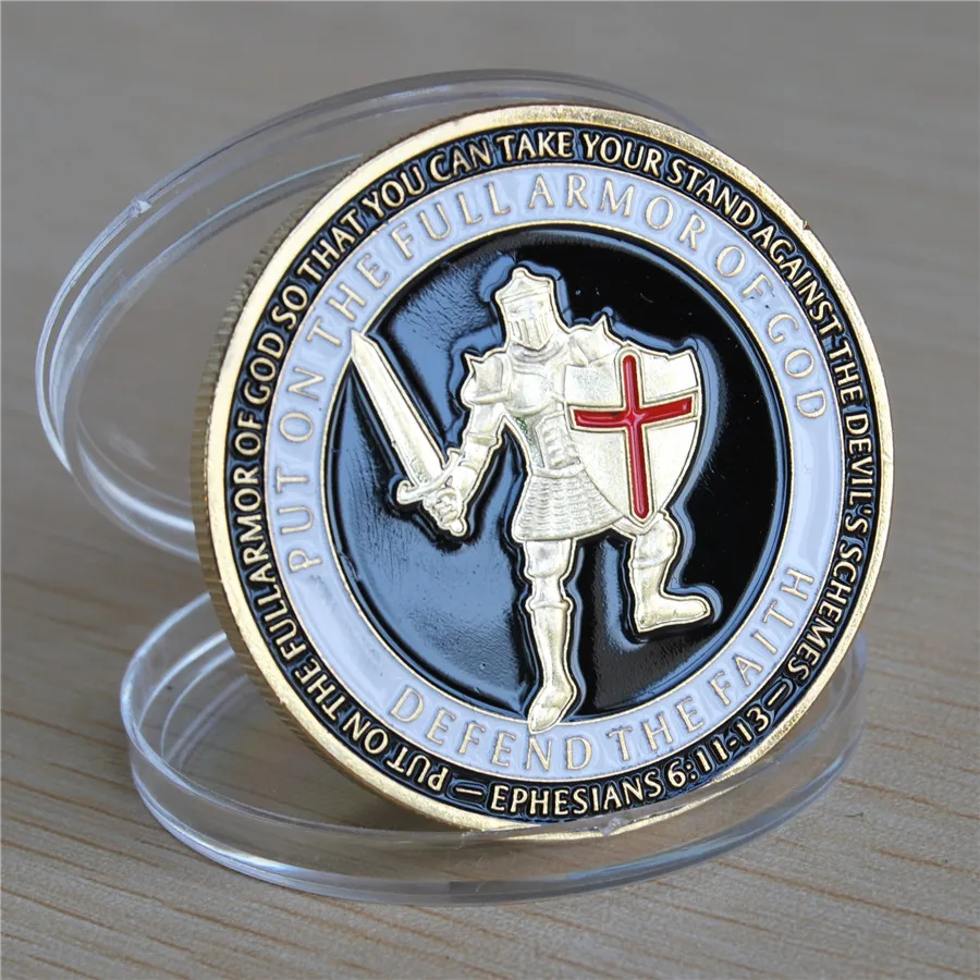 Armor of God Defend the Faith - Brass Challenge Coin (13)